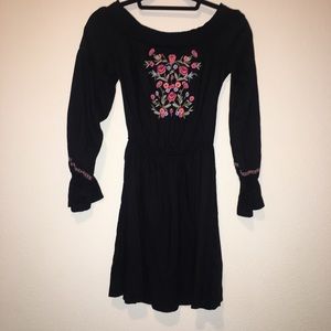 Black Embroidered Off the Shoulder Dress